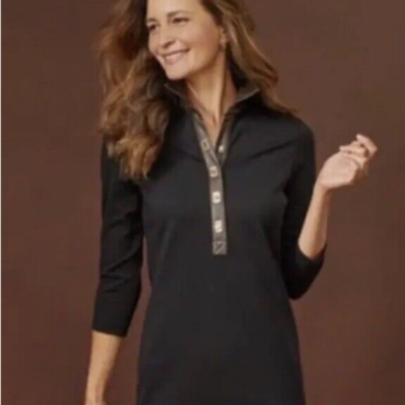 J.McLaughlin Falcon dress with toggle closures, vegan leather trim. Size L - Picture 2 of 5